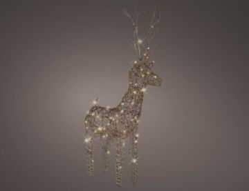 104cm - LED Wicker Outdoor Christmas Deer - Brown/Warm White