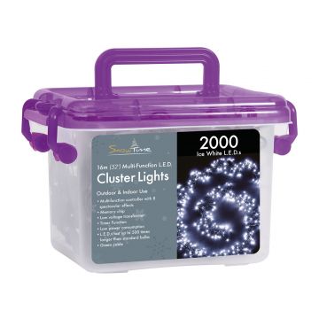 2000 White LED Cluster Lights with Timer