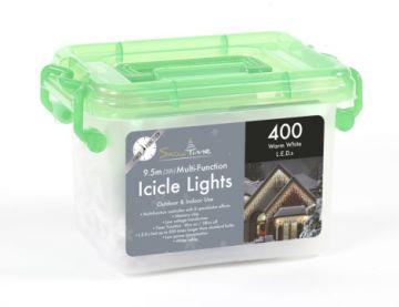 400 Warm White LED Icicle Chasing Icicle Christmas Lights with Timer