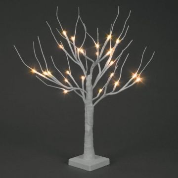 2ft (60cm) White Snowy Battery Operated Twig Tree with 24 Warm White LEDs