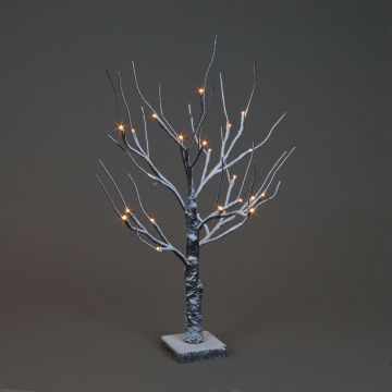 2ft (60cm) Battery Operated Brown Snowy Twig Tree with 24 Warm White LEDs