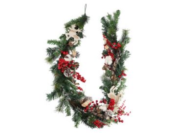 6ft (180cm) Garland with Berries and Deer