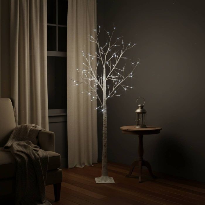 6ft (1.8m) Birch Tree with 80 Ice White LEDs main product photo