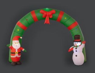 250cm Inflatable Santa & Snowman Green Arch with 6 LEDs
