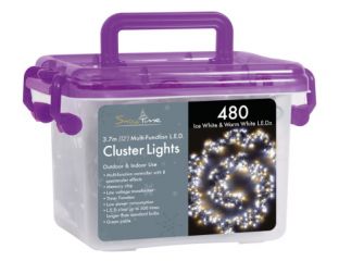480 Ice White & Warm White LED Cluster Lights with Timer