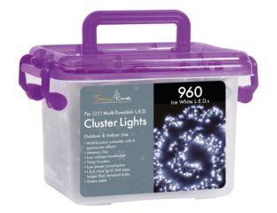 960 White LED Cluster Christmas Lights with Timer