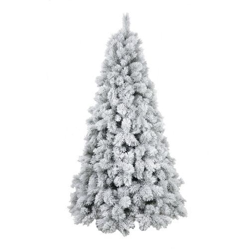 7ft (210cm) Prelit Hard Needle Flocked Artificial Christmas Tree w/ 400 Warm White LEDs