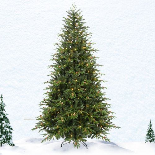7.5ft (230cm) Prelit Artificial Christmas Tree with Pine Cones w/ 560 Warm White LEDs