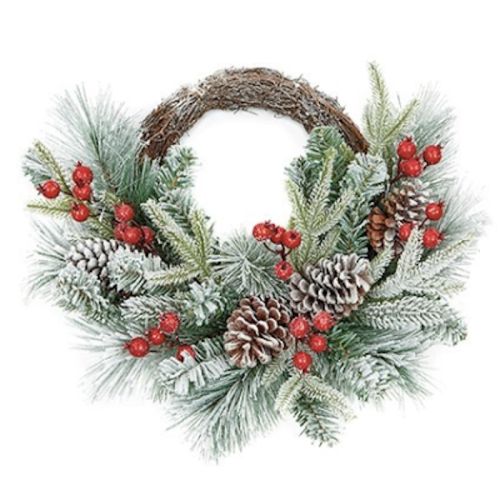 18" (45cm) Rattan Wreath with Berries and Cones