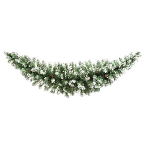 6ft (180cm) Bo Prelit Frosted Swag with Cones - 60 Lights