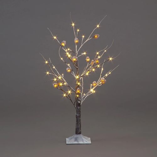 4ft (1.2m) Brown Snow Tree w/88 warm white LEDs and Pinecones