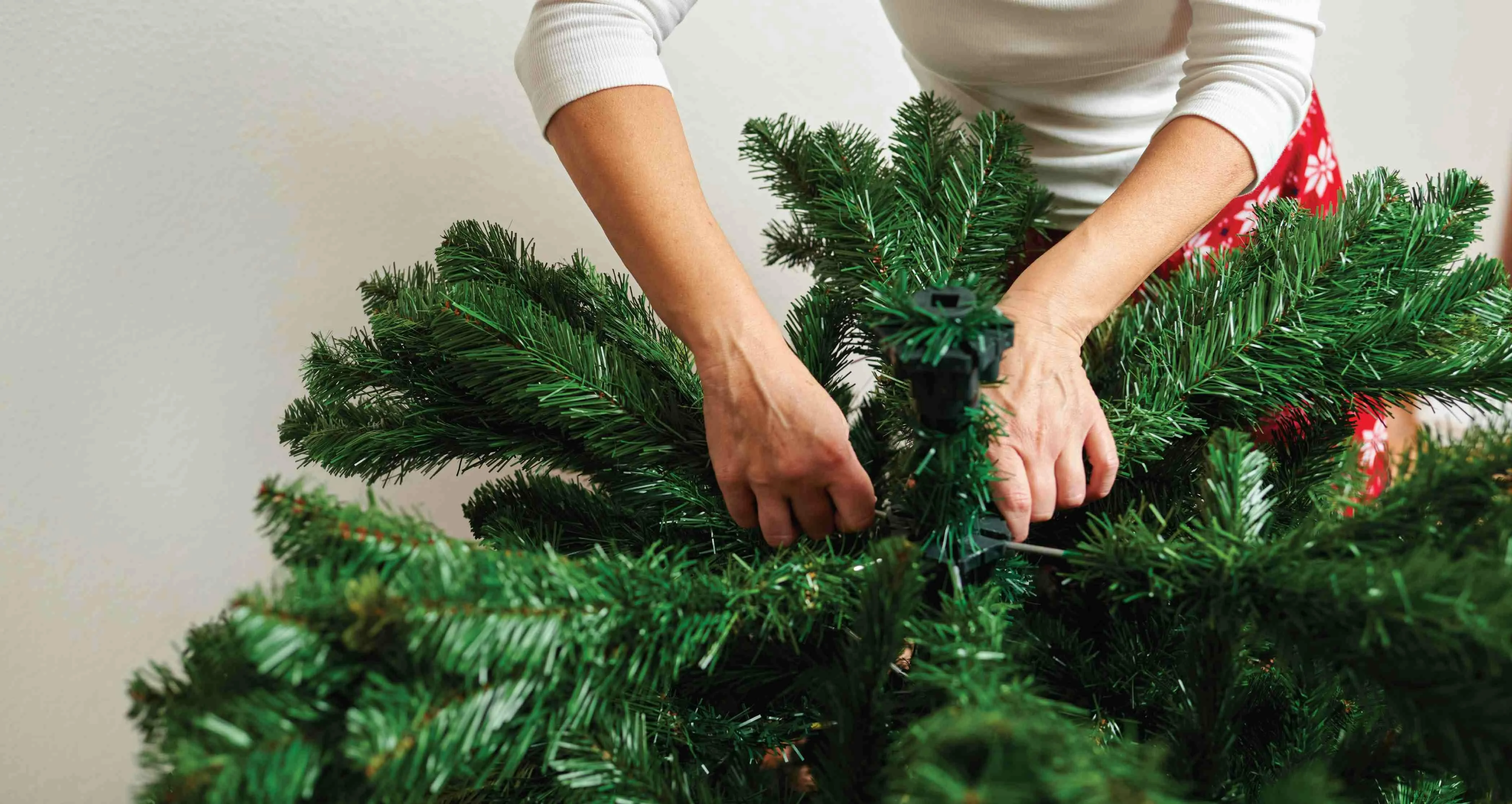 Assembling an artificial christmas tree